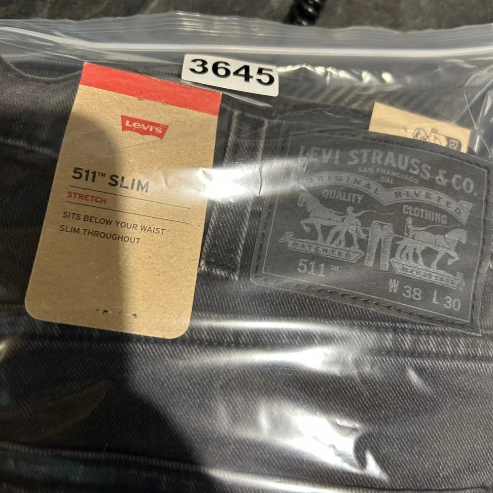 Levi's 511 Slim Jeans Mens 38x30 Black Stretch 5-Pocket Denim Pants